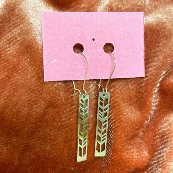 Geometric Chevron Charm Earrings - Picture 2 of 2